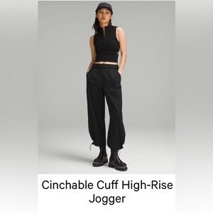 Lululemon cinchable cuff high rise jogger, size M. Black color.